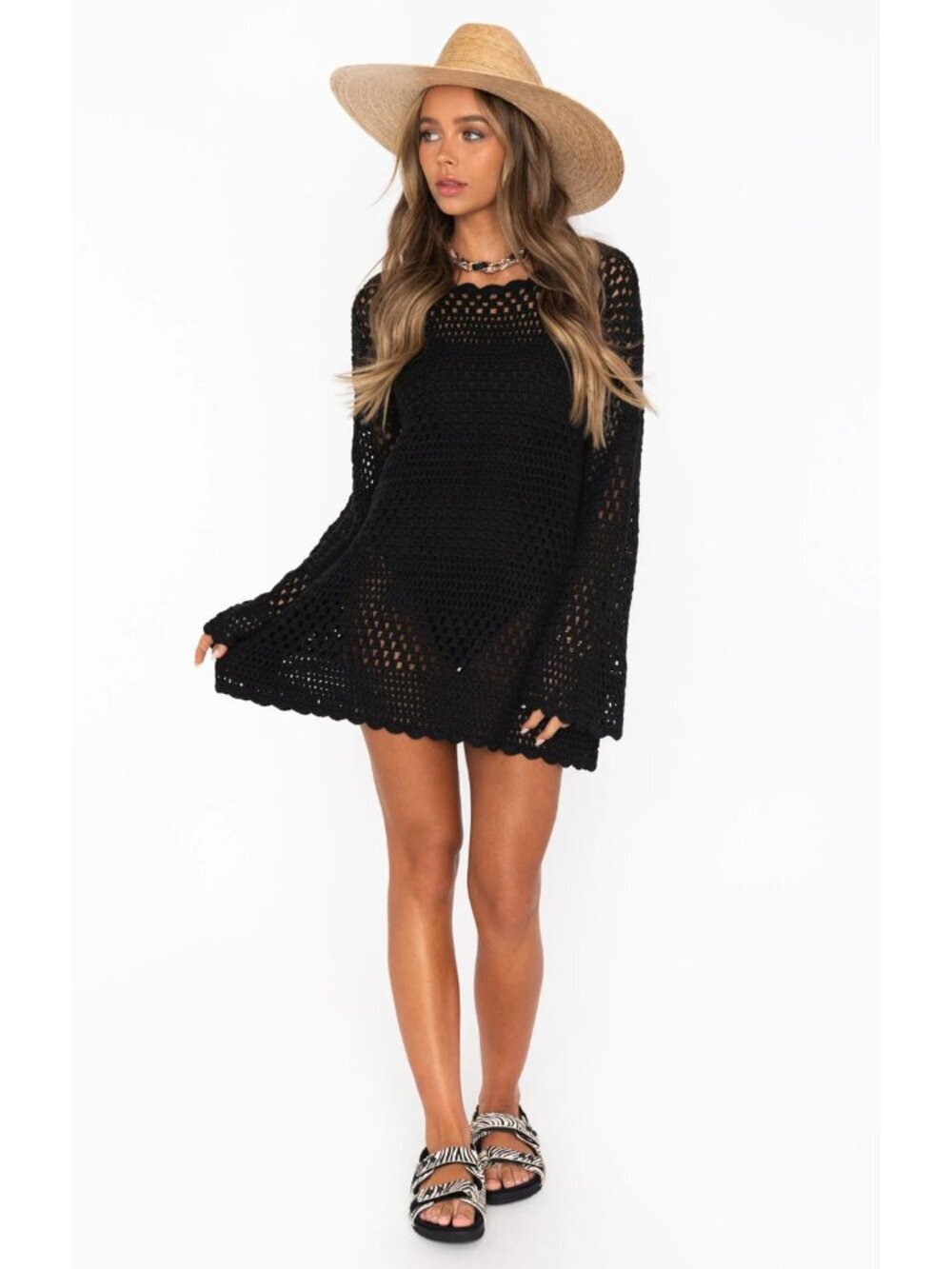 Show Me Your Mumu Black Paula Beach Mini Dress Cover-Up Size Medium 8398